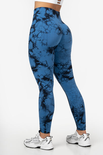 Blue Tie Dye Scrunch Leggings - for dame - Famme - Leggings