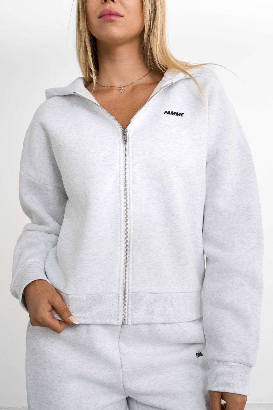Essential Zip Hoodie · Grey